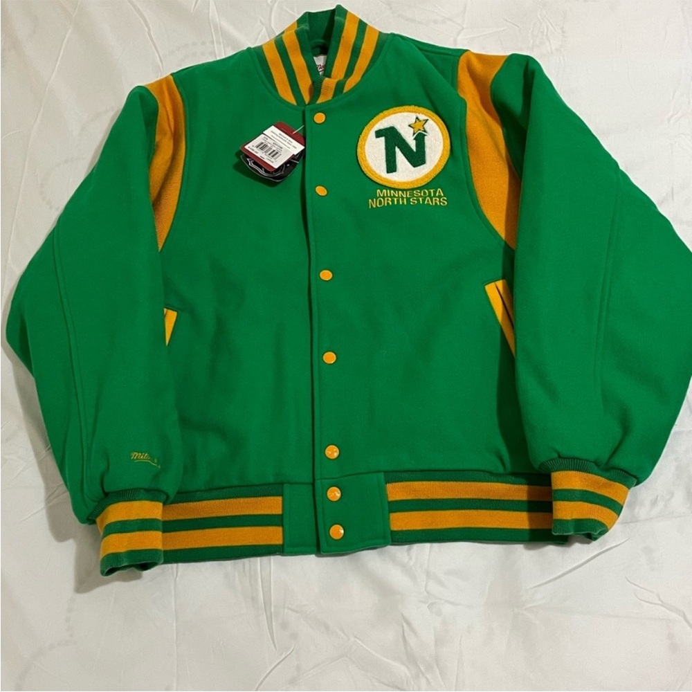 Mitchell & Ness Minnesota North Stars Varsity Vintage Hockey Jacket Size L New